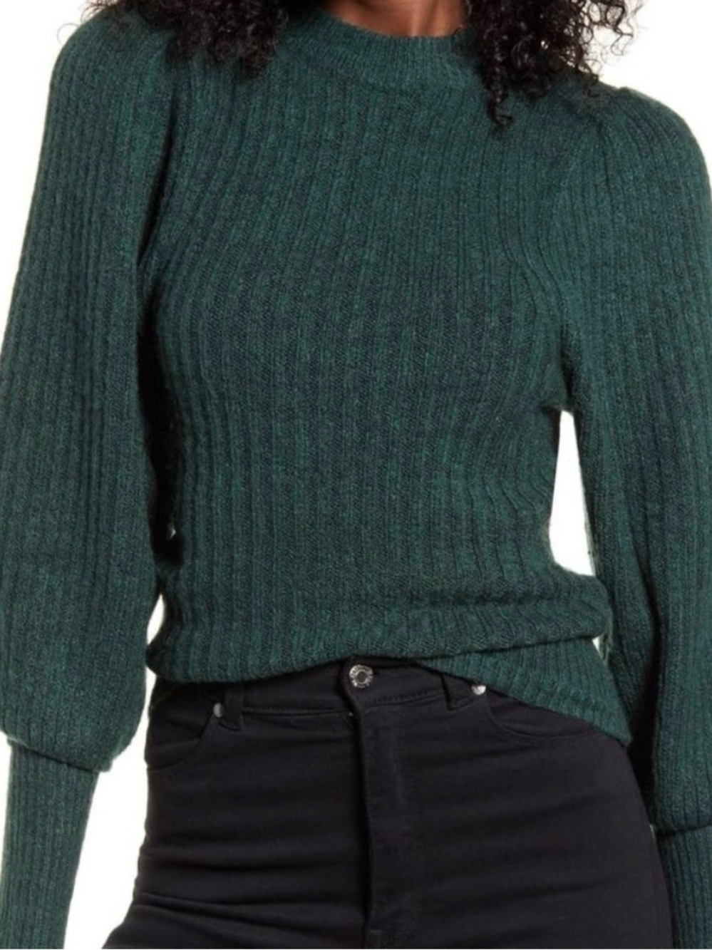 Title: NWT Leith Juliet Sleeve Sweater in Green Bug Mock Neck Soft Cozy Medium
